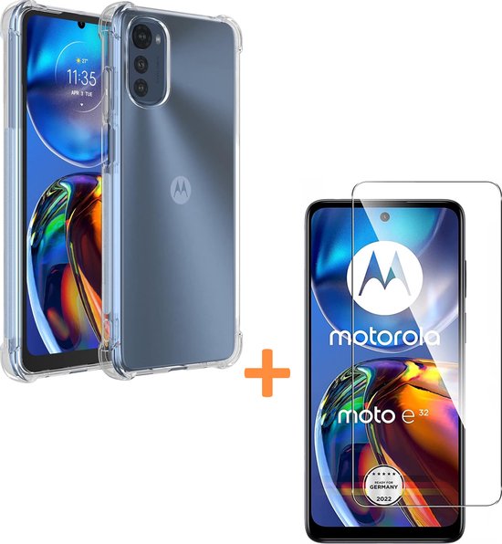 Motorola Moto E32s / E32 Hoesjes – Transparante Siliconen Backcover – Schokbestendig – Inclusief 2 Screenprotectors-Ilumina Benelux