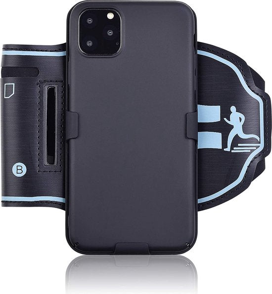 Sportarmband – Geschikt voor iPhone 11 – Hardloop Armbandhouder – Sleutelhouder – Zwart-Sportarmband-Ilumina Benelux