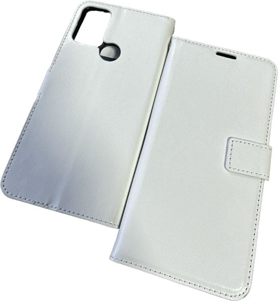 Motorola Moto G50 Hoesjes – Portemonnee Book Case – Pasjeshouder – 2x Screenprotector – Wit-Ilumina Benelux