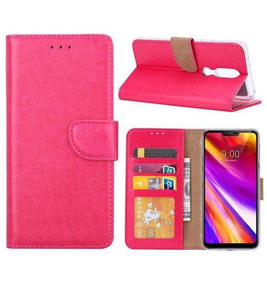 Nokia 7.1 Hoesjes – Portemonnee Hoes – Pasjeshouder – 2x Screenprotector – Roze-Ilumina Benelux