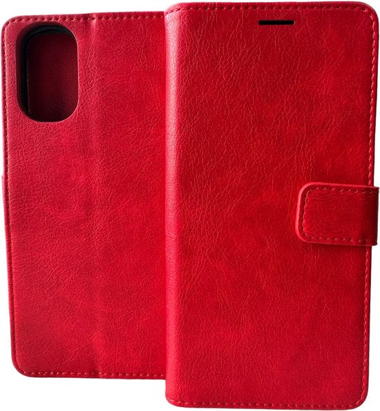 Motorola Moto E32 / E32s Hoesjes – Portemonnee Bookcase – Pasjeshouder – Magneetsluiting – Rood-Ilumina Benelux