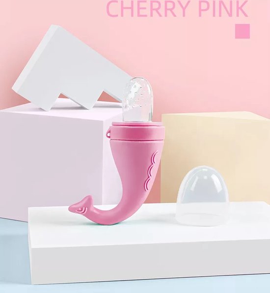 Fruitspeen baby – Siliconen fruitzuiger & bijtring – Anti verstikking – BPA-vrij – Roze-Ilumina Benelux