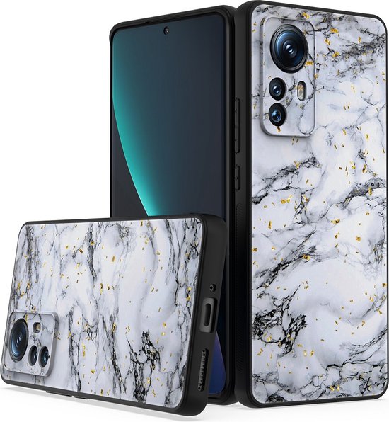 Xiaomi 12 / 12X Hoesjes – Siliconen Backcover – Marmer Print – Slank Design – Wit-Ilumina Benelux