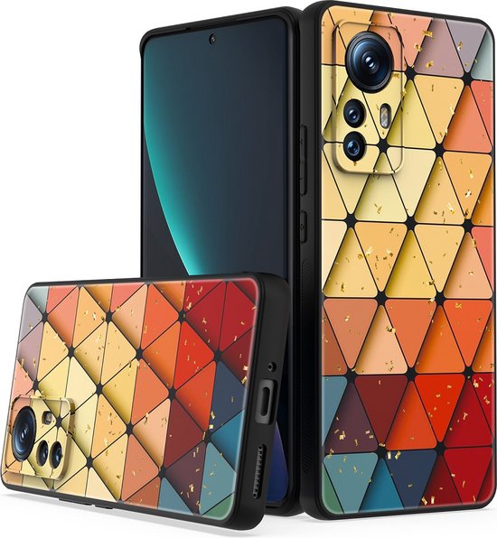 Xiaomi 12 Lite Hoesjes – Siliconen Backcover – Marmer Triangle Print – Schokbestendig-Ilumina Benelux