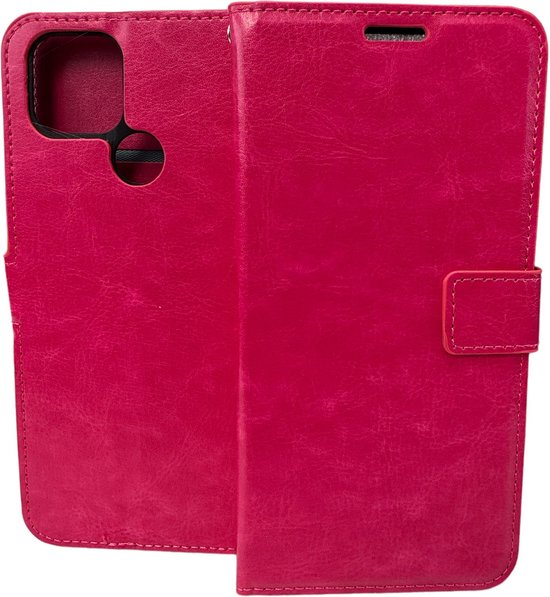 Oppo A15 Hoesjes – Portemonnee Hoes – Pasjeshouder – Magneetsluiting – Roze-Ilumina Benelux