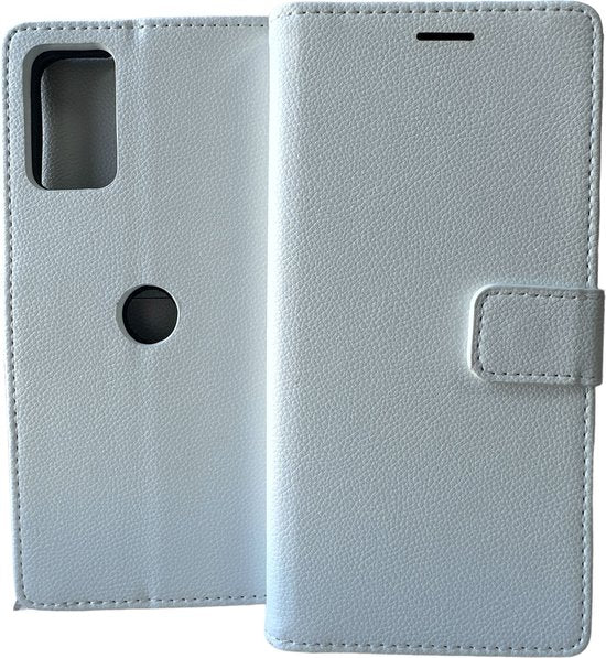 Motorola Moto G82 5G Hoesjes – Portemonnee Book Case – Magneetsluiting – 2x Screenprotector – Wit-Ilumina Benelux