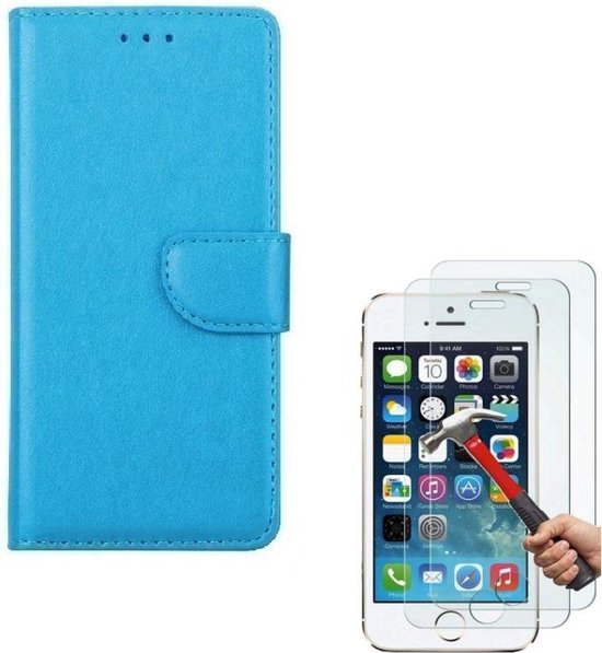 iPhone 5/5C/5S/SE Hoesjes – Portemonnee Hoes – Pasjeshouder – 2x Screenprotector – Turquoise-Ilumina Benelux
