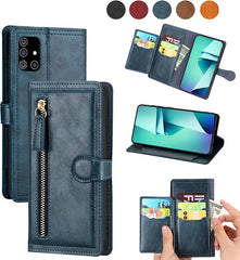 Premium Vintage Wallet Hoesje Geschikt voor Samsung Galaxy A03s - Blauw