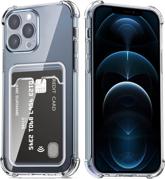 iPhone 13 Pro Hoesjes – TPU Backcover – Schokbestendig – Pasjeshouder – Transparant-Ilumina Benelux