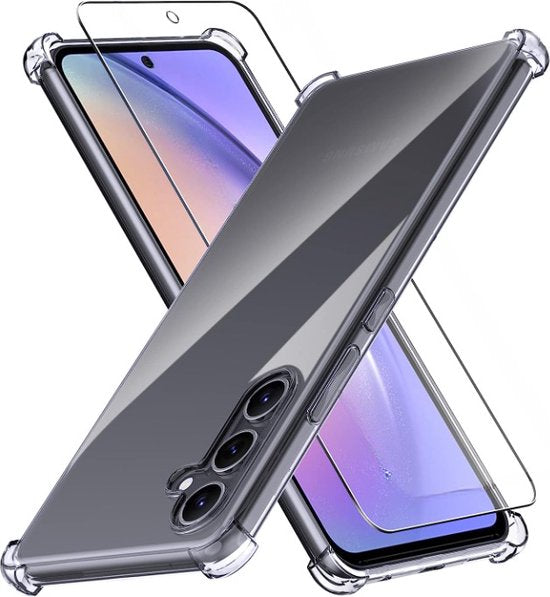Samsung Galaxy A54 5G Hoesjes – Siliconen Backcover – Schokbestendig – Inclusief Screenprotector – Transparant-Ilumina Benelux