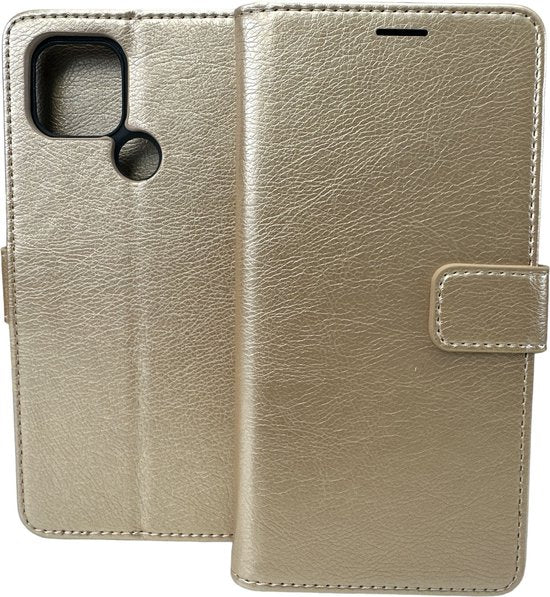 Oppo A15/A15s Hoesjes – Portemonnee Book Case – Pasjeshouder – Magneetsluiting – Goud-Ilumina Benelux