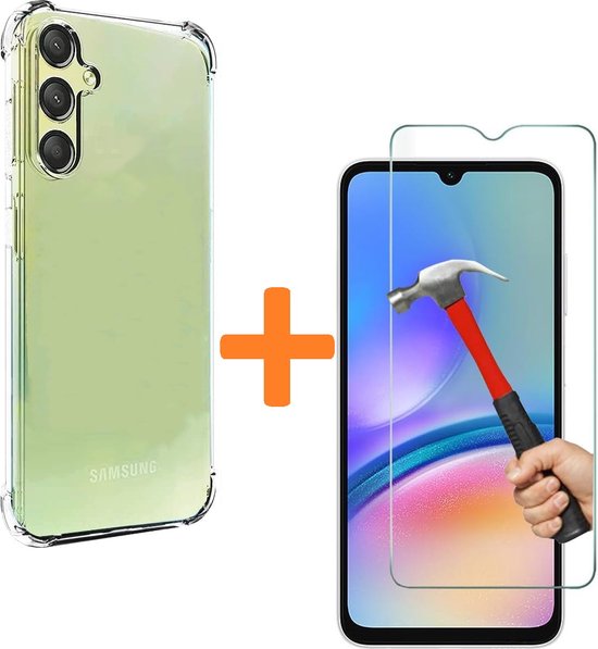 Samsung Galaxy A15 Hoesjes – Siliconen Backcover – Schokbestendig – 2 Pack Screenprotector Gehard Glas-Ilumina Benelux