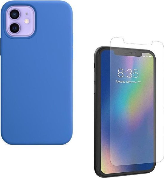 iPhone 11 Hoesjes – Soft Touch Liquid Silicone TPU Backcover – Flexibel – Inclusief Screenprotector – Lichtblauw-Ilumina Benelux