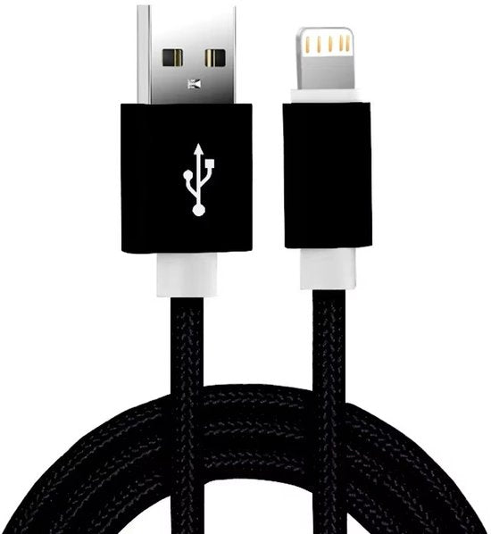 Oplaadkabel – USB-A naar Lightning kabel – Geschikt voor iPhone & iPad – 1 Meter – Zwart-USB-Kabels-Ilumina Benelux