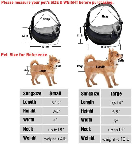 Draagtas Hond - Zwart - Maat S - Hondentas - Schoudertas - Reistas Hond - Stof - Honden - kat - tas - puppy - Draagtas