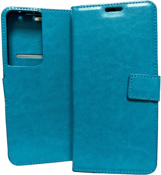 Samsung Galaxy S21 Ultra 5G Hoesjes – Portemonnee Hoes – Pasjeshouder – Magneetsluiting – Turquoise-Ilumina Benelux