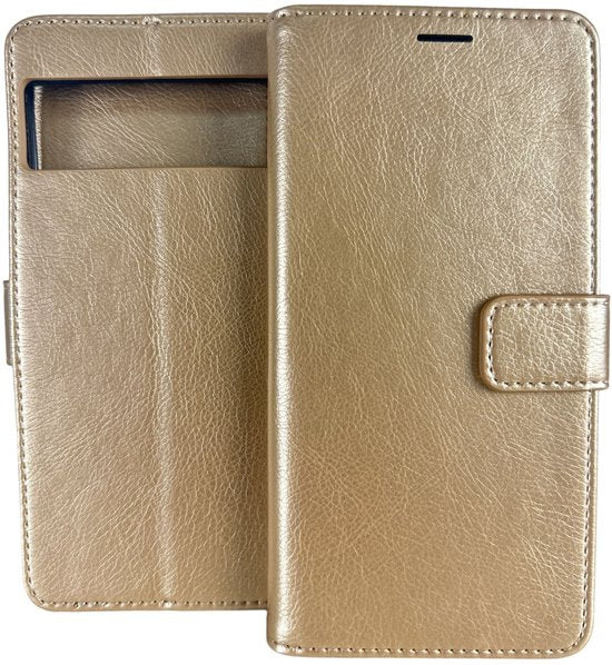 Google Pixel 6 Hoesjes – Bookcase Portemonnee Hoes – Pasjeshouder – Magneetsluiting – Goud-Ilumina Benelux