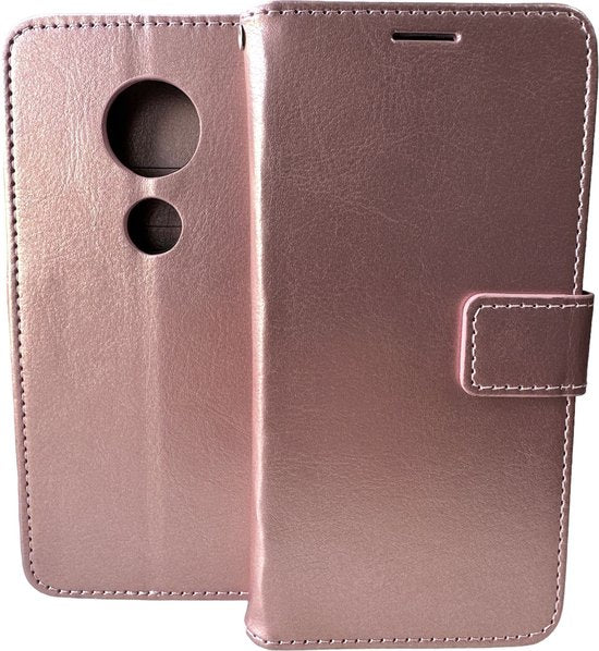 Motorola Moto E5 & G6 Play Hoesjes – Portemonnee Bookcase – Pasjeshouder – Magneetsluiting – Roségoud