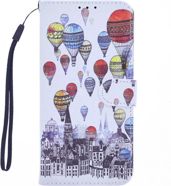 Nokia 2.4 Hoesjes – Bookcase Portemonnee Hoes – Magneetsluiting – Air Balloon Print – Multicolor-Ilumina Benelux
