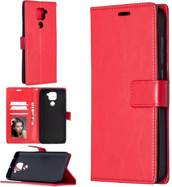 Xiaomi Redmi Note 9 Hoesjes – Portemonnee Book Case – Pasjeshouder – Magneetsluiting – Rood-Ilumina Benelux