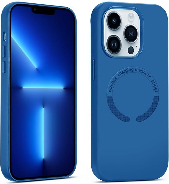 iPhone 12 Pro Hoesjes – Magnetische Siliconen Backcover – MagSafe – Krasbestendig – Blauw-Ilumina Benelux