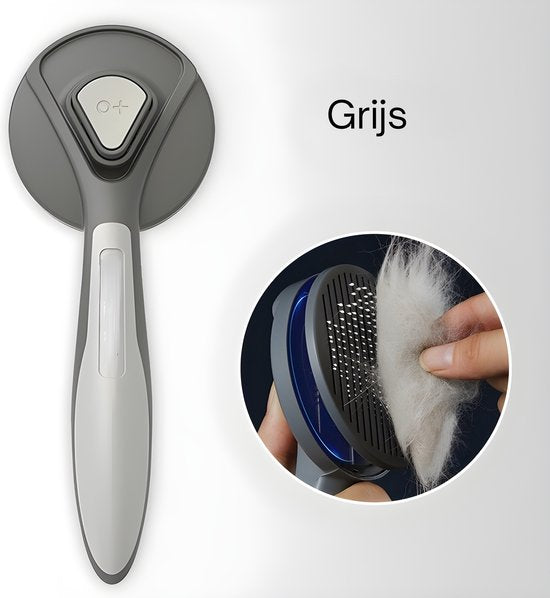 Kattenborstel – Zelfreinigende kattenkam – Massageborstel – 19,3 cm – Grijs-Ilumina Benelux