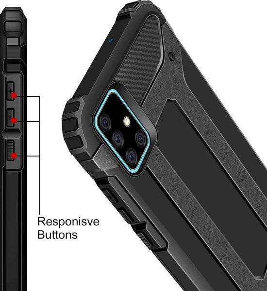 Samsung Galaxy A51 Hoesjes – Heavy Duty Backcover – Schokbestendig – Inclusief Tempered Glass Screenprotector – Zwart-Ilumina Benelux