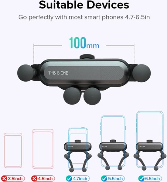 Telefoonhouder auto – Ventilatierooster & Dashboard – 360° Draaibaar – Geschikt voor iPhone & Samsung – Zwart-Telefoonhouders-Ilumina Benelux
