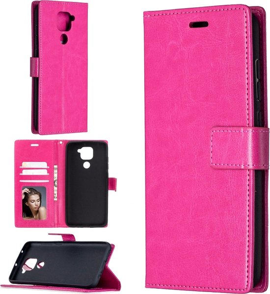 Xiaomi Redmi Note 9 Hoesjes – Portemonnee Hoes – Pasjeshouder – Magneetsluiting – Roze-Ilumina Benelux