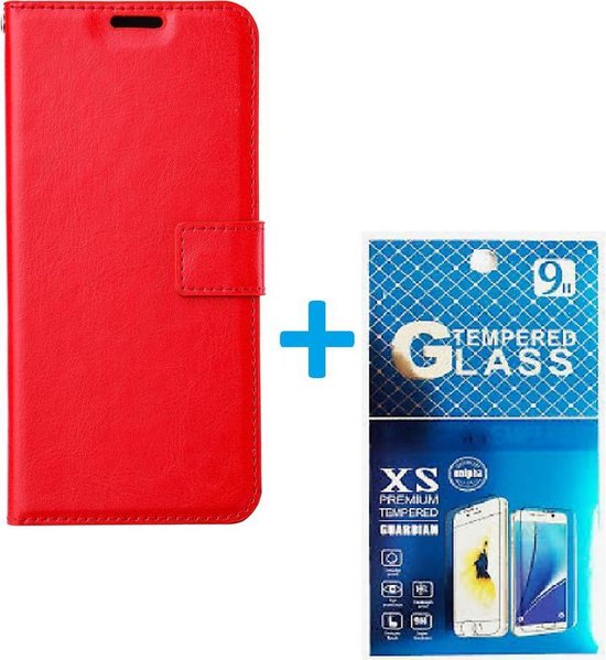 Nokia XR20 Hoesjes – Portemonnee Book Case – Pasjeshouder – 2x Screenprotector Gehard Glas – Rood-Ilumina Benelux