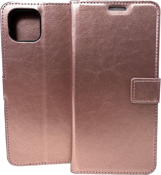 Oppo A73 5G Hoesjes – Portemonnee Bookcase – Pasjeshouder – Magneetsluiting – Roségoud-Ilumina Benelux