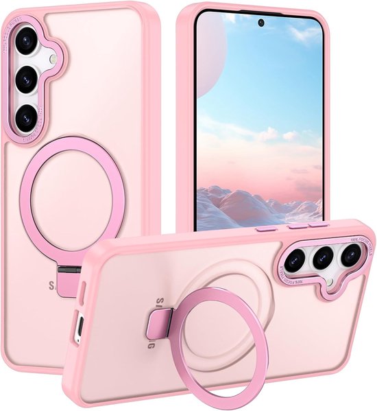 Samsung Galaxy S24 FE Hoesjes – MagSafe Backcover met Standaard – Schokbestendig – Roze-Ilumina Benelux