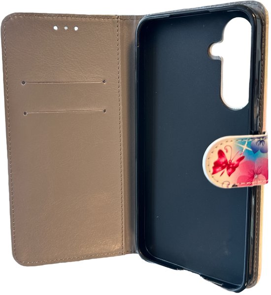 Samsung Galaxy S23 Hoesjes – Bookcase Portemonnee Hoes – Magneetsluiting – Pasjeshouder – Vlinderprint-Ilumina Benelux
