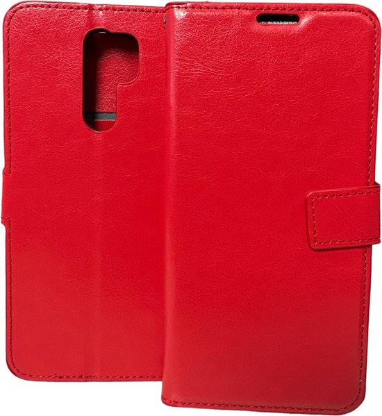 Xiaomi Redmi 9 Hoesjes – Portemonnee Book Case – Pasjeshouder – Magneetsluiting – Rood-Ilumina Benelux