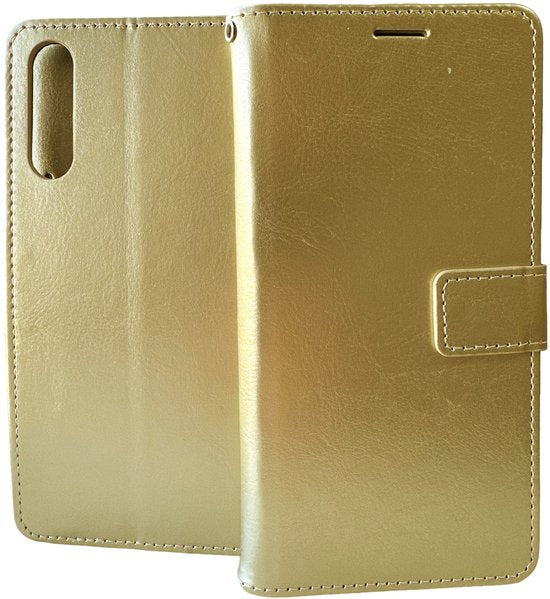 Samsung Galaxy A7 2018 Hoesjes – Portemonnee Book Case – Pasjeshouder – Magneetsluiting – Goud-Ilumina Benelux