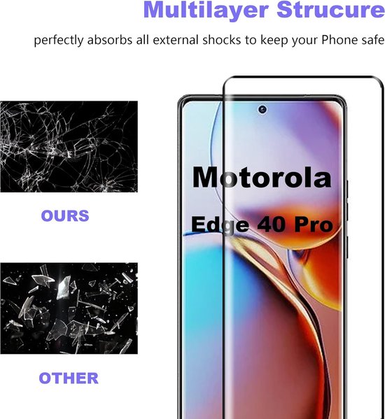 Full Cover Screenprotector - Geschikt voor Motorola Edge 40 Pro - 9H Glas (3-Pack)
