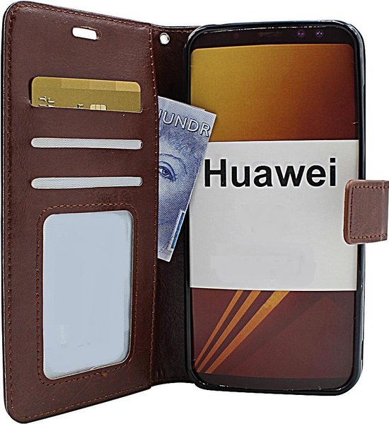 Huawei Y7 2018 Hoesjes – Portemonnee Hoes – Pasjeshouder – Magneetsluiting – Bruin-Ilumina Benelux