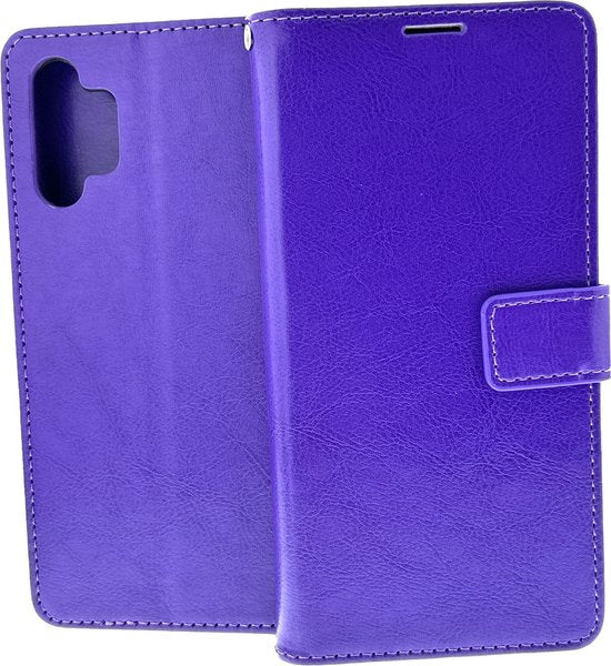 Samsung Galaxy A32 5G Hoesjes – Bookcase Portemonnee Hoes – Pasjeshouder – Magneetsluiting – Paars-Ilumina Benelux