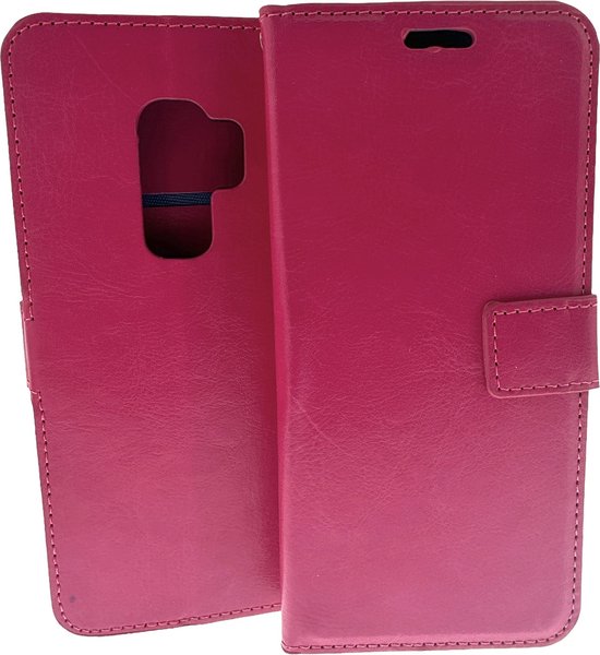Portemonnee Hoesje - 2 Pack Screenprotector Geschikt voor: Samsung Galaxy S9 Plus - Roze