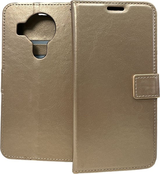 Nokia 3.4 Hoesjes – Portemonnee Book Case – Pasjeshouder – Magneetsluiting – Goud-Ilumina Benelux