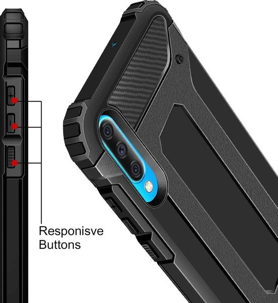 Samsung Galaxy A50 Hoesjes – Heavy Duty Backcover – Schokbestendig – Incl. Gehard Glas Screenprotector – Zwart-Ilumina Benelux
