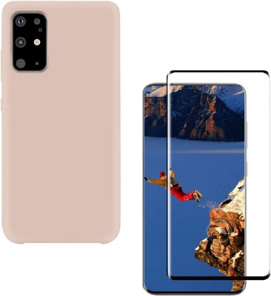Samsung Galaxy S20 Plus Hoesjes – Liquid Siliconen Backcover – Soft Touch Flexibel – Incl. Screenprotector – Zandpoeder-Ilumina Benelux