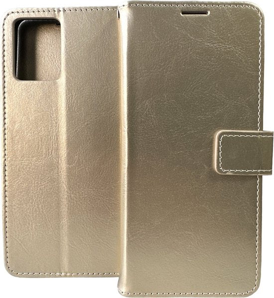 Motorola Moto G53 Hoesjes – Portemonnee Bookcase – Pasjeshouder – Magneetsluiting – Goud-Ilumina Benelux