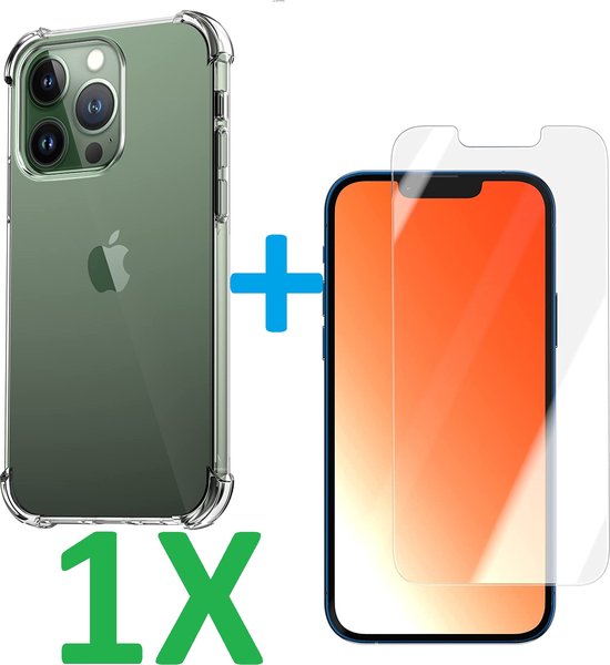 iPhone 13 Pro Hoesjes – Schokbestendige Siliconen Backcover – Inclusief 1 Pack Screenprotector Gehard Glas – Transparant-Ilumina Benelux