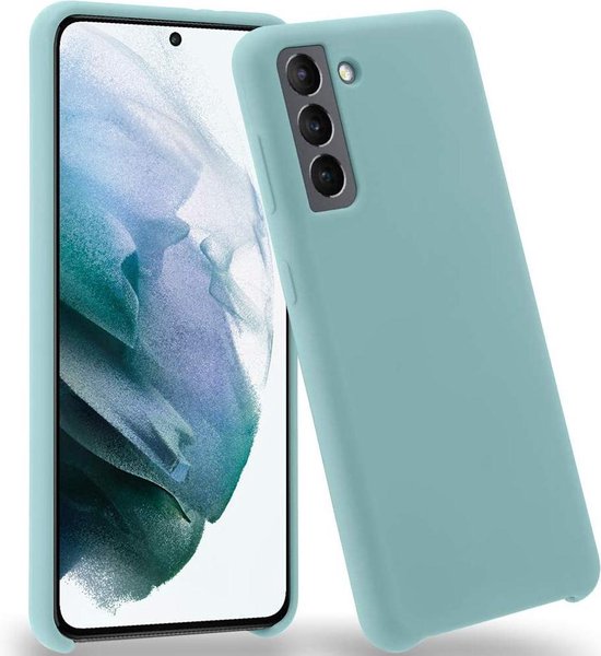 Samsung Galaxy S21 Hoesjes – Liquid Siliconen Backcover – Soft Touch – Flexibel – Mist Blauw-Ilumina Benelux