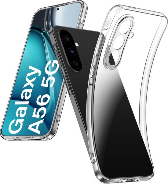 Samsung Galaxy A56 Hoesjes – Transparante Siliconen Backcover – Inclusief 3x Screenprotector Gehard Glas – Anti Kras-Ilumina Benelux