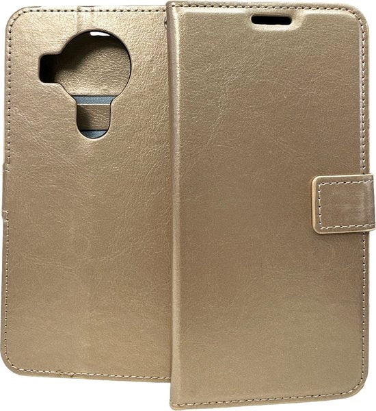 Nokia 5.4 / 3.4 Hoesjes – Bookcase Portemonnee Hoes – Pasjeshouder – Magneetsluiting – Goud-Ilumina Benelux