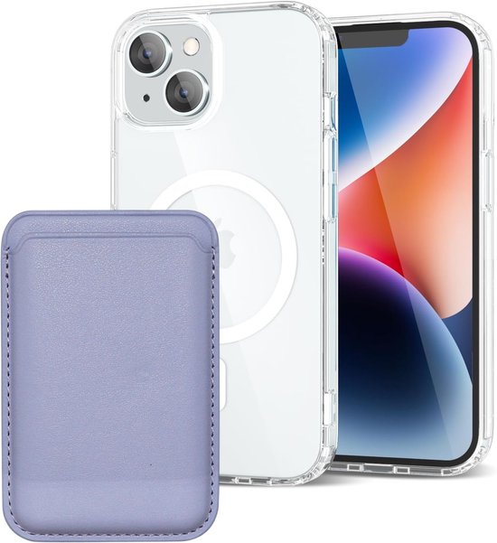 iPhone 14 Plus Hoesjes – Anti-Shock Backcover met MagSafe – Magnetische Pasjeshouder – Paars-Ilumina Benelux