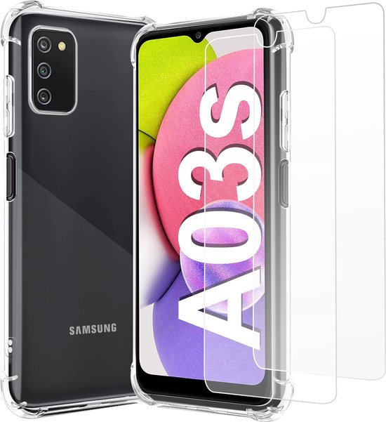 Samsung Galaxy A03S Hoesjes – Anti-Shock Siliconen Backcover – Inclusief 2x Screenprotector Gehard Glas-Ilumina Benelux