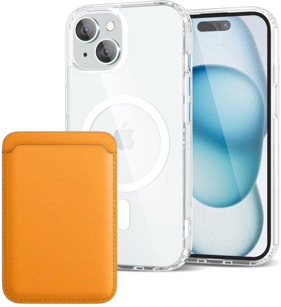 iPhone 15 Hoesjes – Anti-Shock Backcover met MagSafe – Magnetische Pasjeshouder – Zonnegeel-Ilumina Benelux